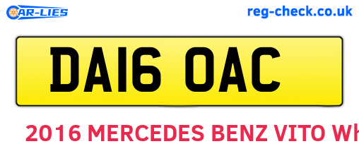 DA16OAC are the vehicle registration plates.