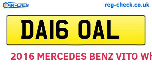 DA16OAL are the vehicle registration plates.