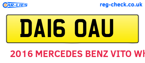 DA16OAU are the vehicle registration plates.