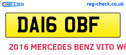 DA16OBF are the vehicle registration plates.