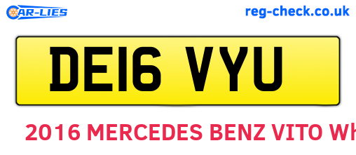 DE16VYU are the vehicle registration plates.