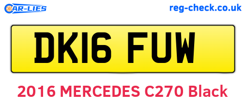 DK16FUW are the vehicle registration plates.