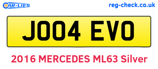 JO04EVO are the vehicle registration plates.