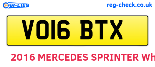 VO16BTX are the vehicle registration plates.