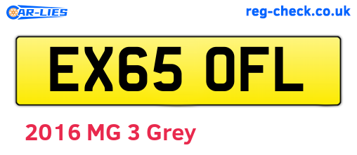 EX65OFL are the vehicle registration plates.