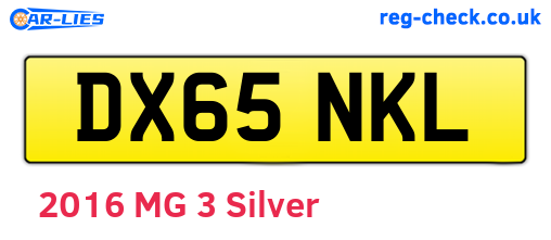 DX65NKL are the vehicle registration plates.