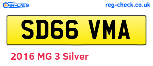 SD66VMA are the vehicle registration plates.