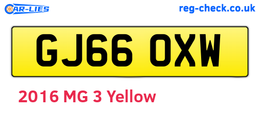 GJ66OXW are the vehicle registration plates.