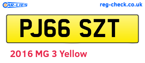 PJ66SZT are the vehicle registration plates.