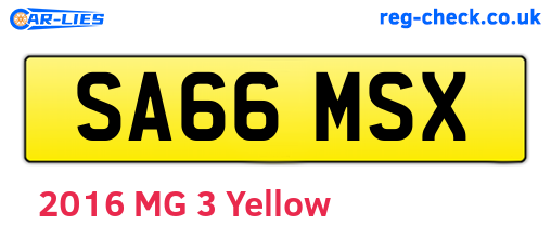 SA66MSX are the vehicle registration plates.