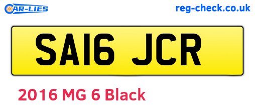 SA16JCR are the vehicle registration plates.