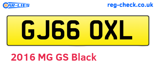 GJ66OXL are the vehicle registration plates.