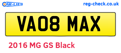 VA08MAX are the vehicle registration plates.