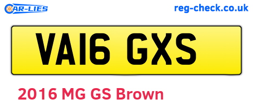 VA16GXS are the vehicle registration plates.