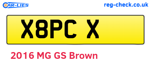 X8PCX are the vehicle registration plates.