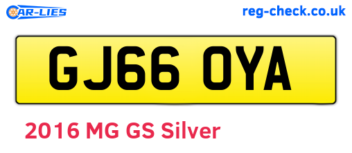 GJ66OYA are the vehicle registration plates.