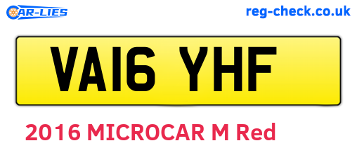 VA16YHF are the vehicle registration plates.