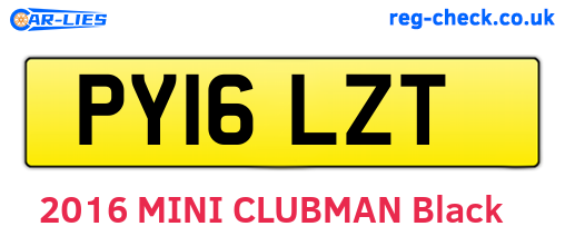 PY16LZT are the vehicle registration plates.