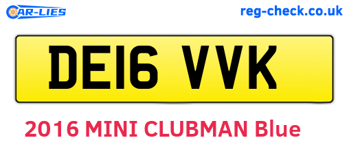 DE16VVK are the vehicle registration plates.