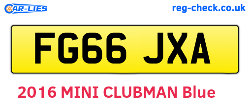 FG66JXA are the vehicle registration plates.
