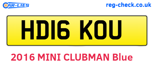 HD16KOU are the vehicle registration plates.