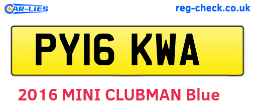 PY16KWA are the vehicle registration plates.