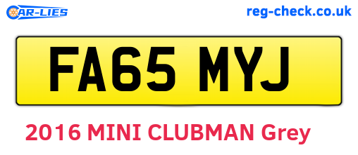 FA65MYJ are the vehicle registration plates.