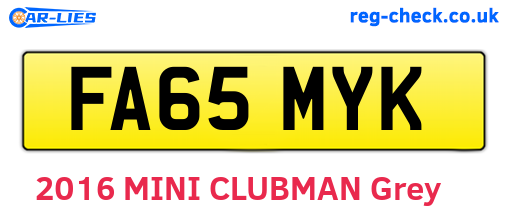 FA65MYK are the vehicle registration plates.