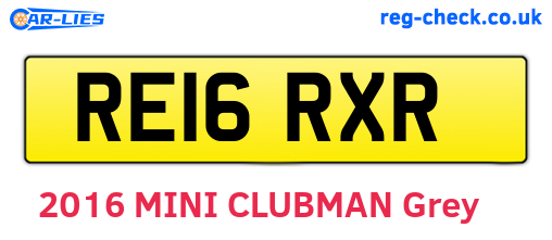 RE16RXR are the vehicle registration plates.