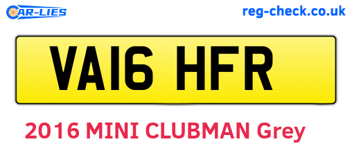 VA16HFR are the vehicle registration plates.