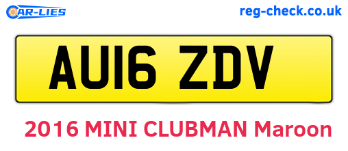 AU16ZDV are the vehicle registration plates.