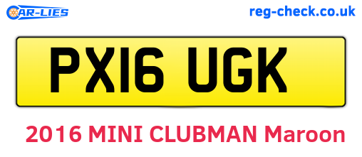 PX16UGK are the vehicle registration plates.