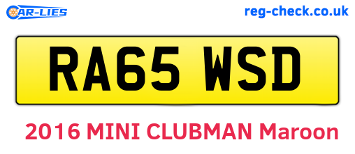RA65WSD are the vehicle registration plates.