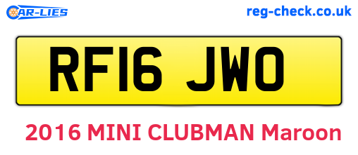 RF16JWO are the vehicle registration plates.