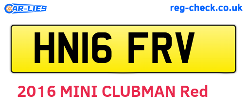 HN16FRV are the vehicle registration plates.