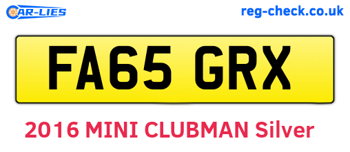 FA65GRX are the vehicle registration plates.