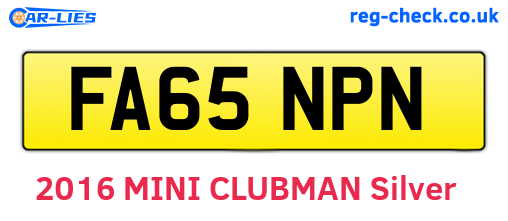 FA65NPN are the vehicle registration plates.