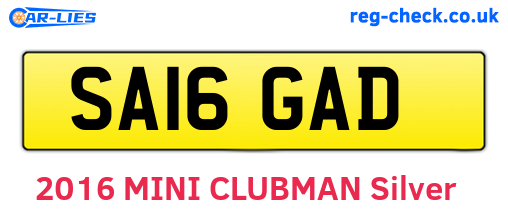 SA16GAD are the vehicle registration plates.