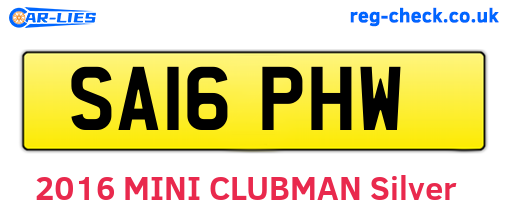 SA16PHW are the vehicle registration plates.