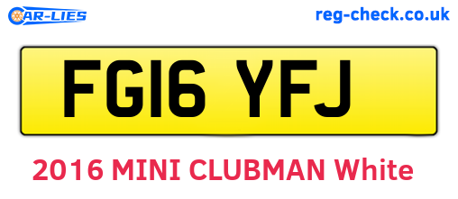 FG16YFJ are the vehicle registration plates.
