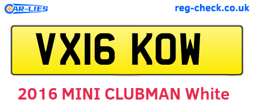 VX16KOW are the vehicle registration plates.