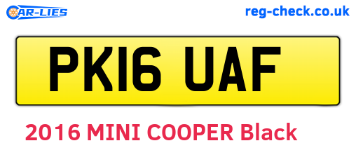 PK16UAF are the vehicle registration plates.