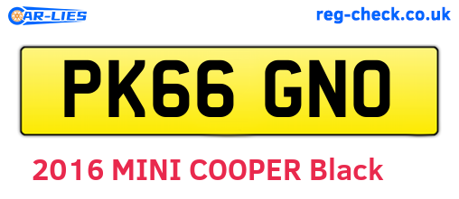 PK66GNO are the vehicle registration plates.