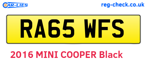 RA65WFS are the vehicle registration plates.
