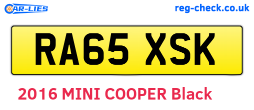RA65XSK are the vehicle registration plates.