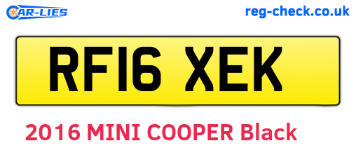 RF16XEK are the vehicle registration plates.