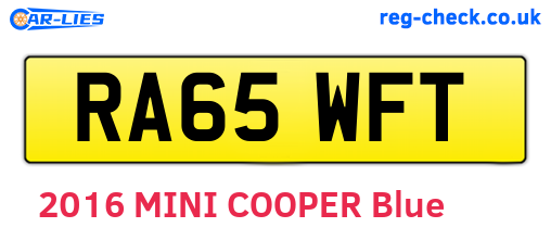 RA65WFT are the vehicle registration plates.