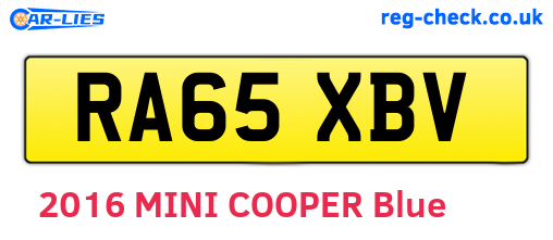 RA65XBV are the vehicle registration plates.