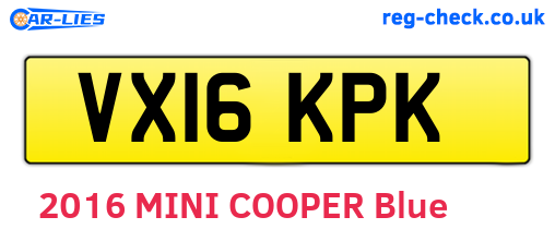 VX16KPK are the vehicle registration plates.