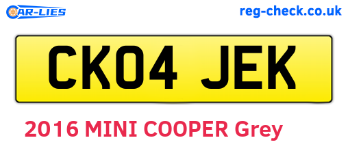 CK04JEK are the vehicle registration plates.